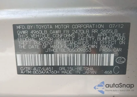 2013 Lexus Gs 350 from USA, damaged, VIN JTHCE1BL7D5009653